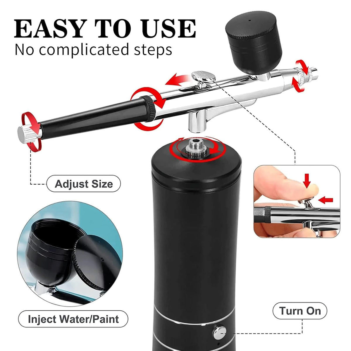 Kit de aerógrafo con compresor de aire, dijes de uñas, cepillo de a...