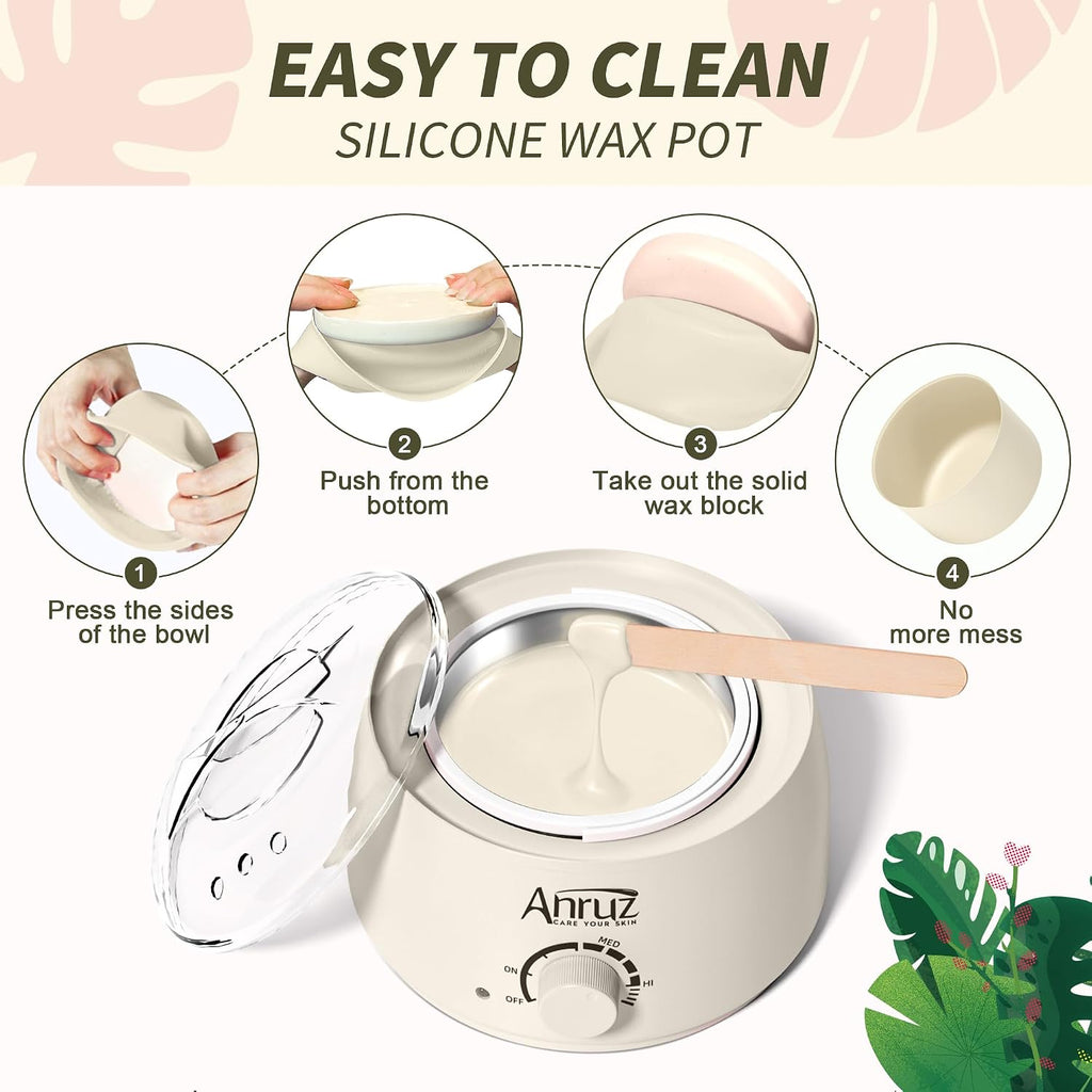 Anruz Kit de depilación en crema cálida para mujeres y hombres, oll...