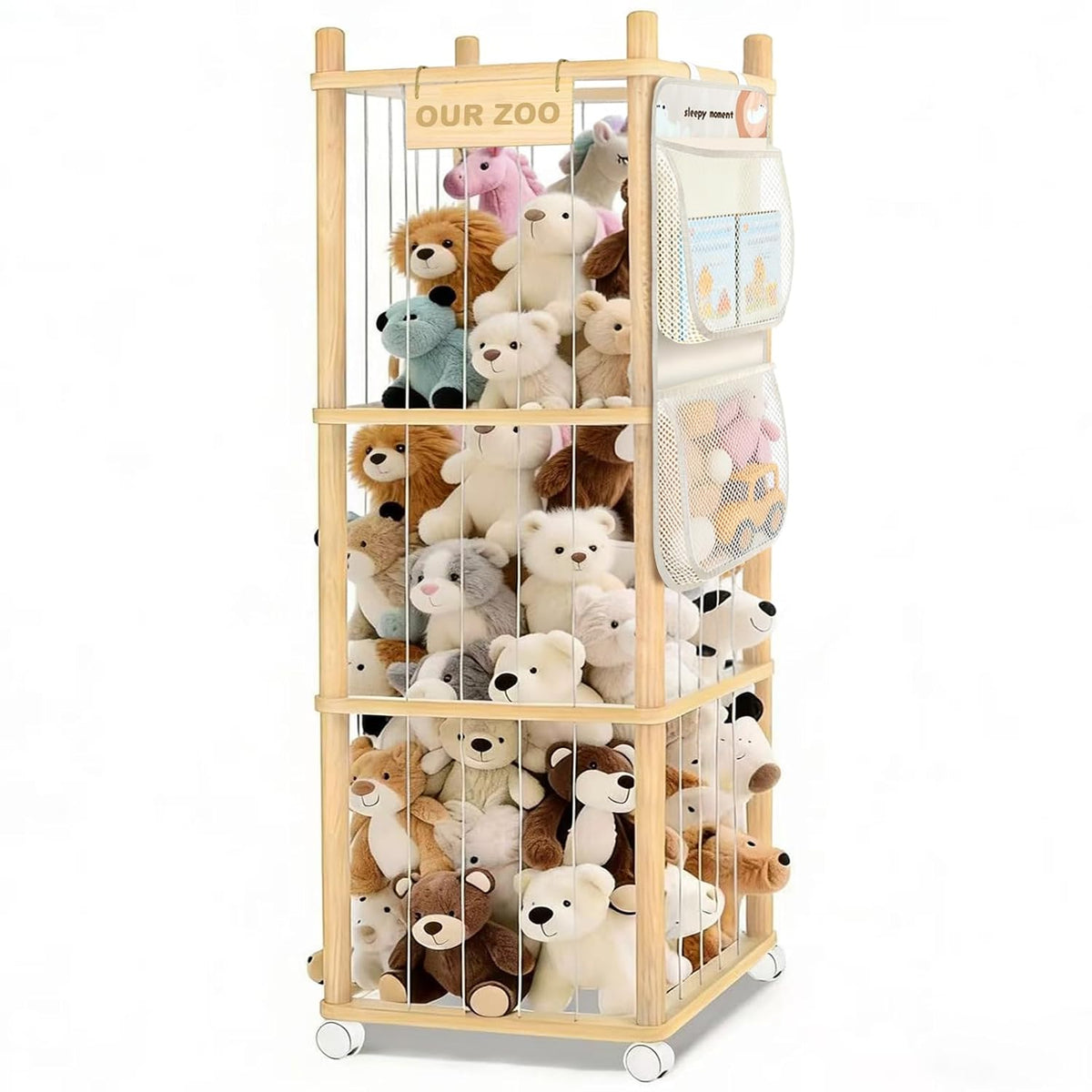 BENCHRY Almacenamiento de animales de peluche para niños, almacenam...