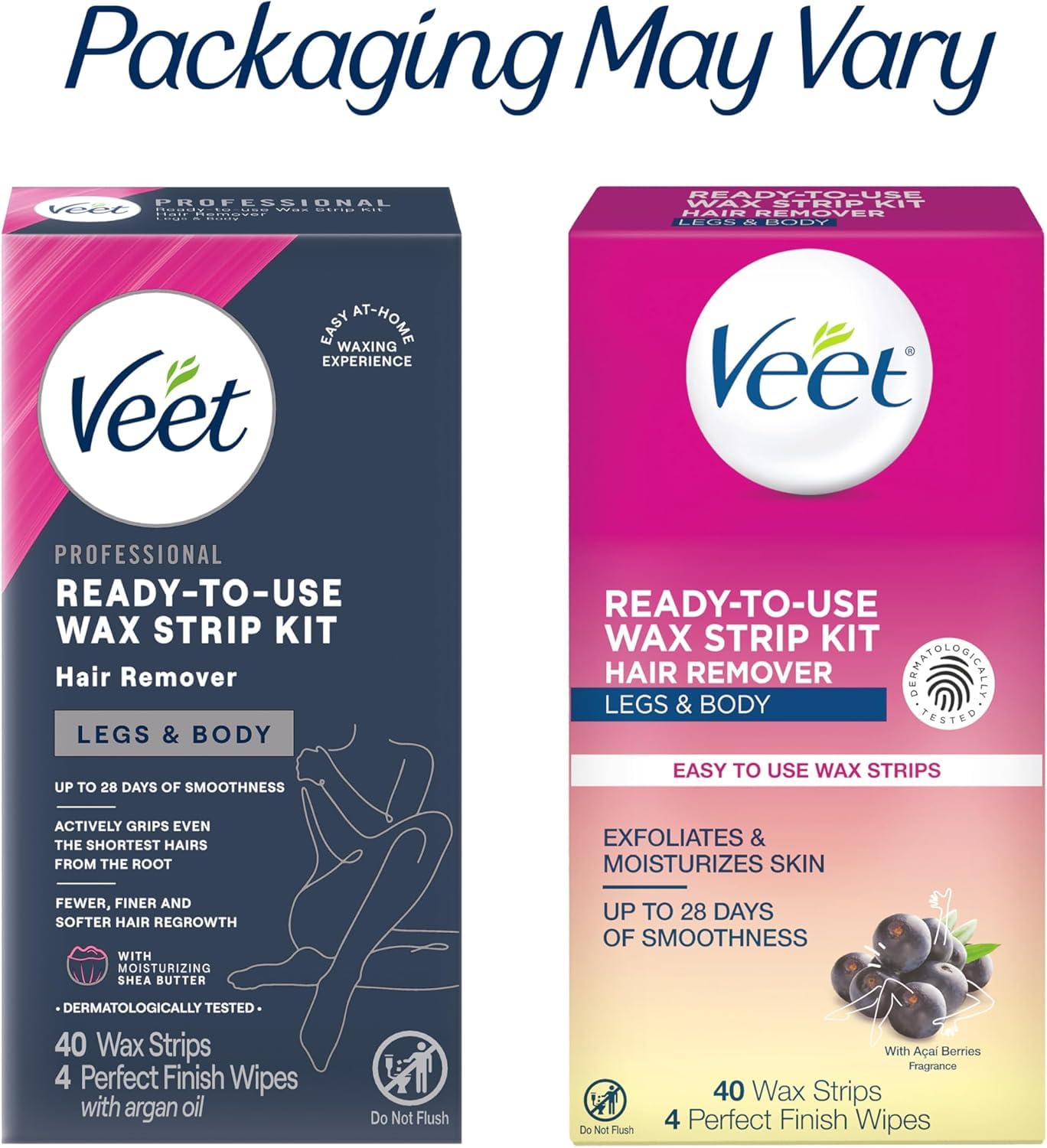 VEET Tiras de cera de azúcar para depilación corporal de mujer, kit...