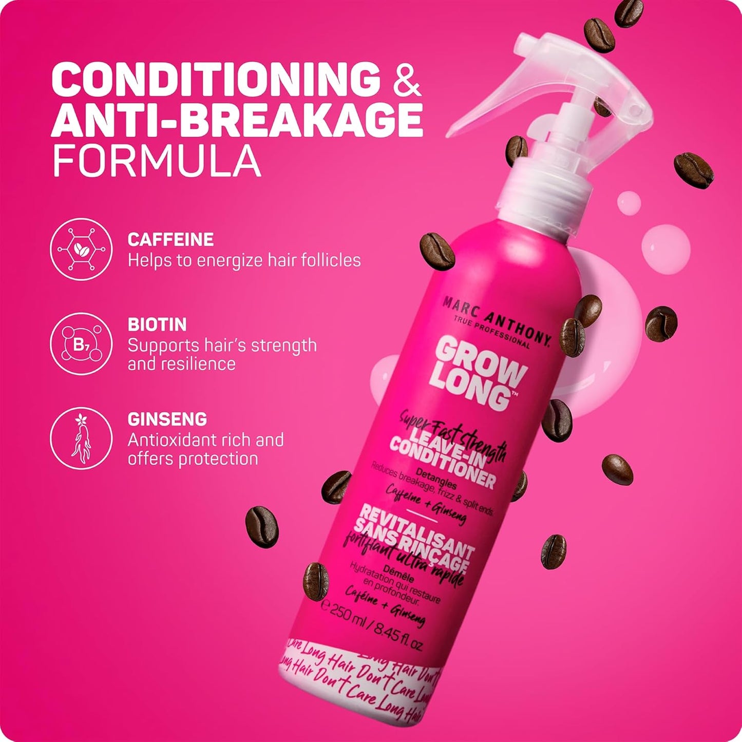 Marc Anthony Spray acondicionador sin enjuague para cabello largo y...