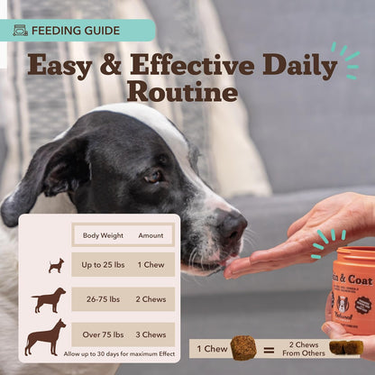 Natural Dog Company Masticables para la piel y el pelaje, sabor a s...