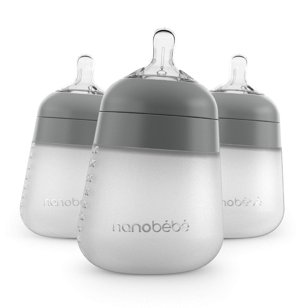 Nanobebe - Biberón de silicona flexible, anticólicos, sensación nat...
