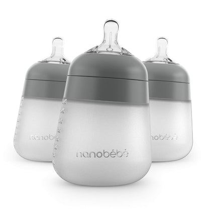 Nanobebe - Biberón de silicona flexible, anticólicos, sensación nat...