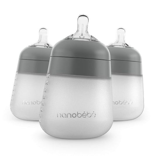 Nanobebe - Biberón de silicona flexible, anticólicos, sensación nat...
