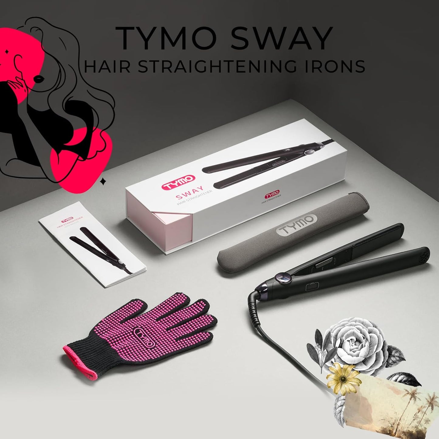 TYMO SWAY Plancha de pelo con calentamiento rápido de 10s, plancha...