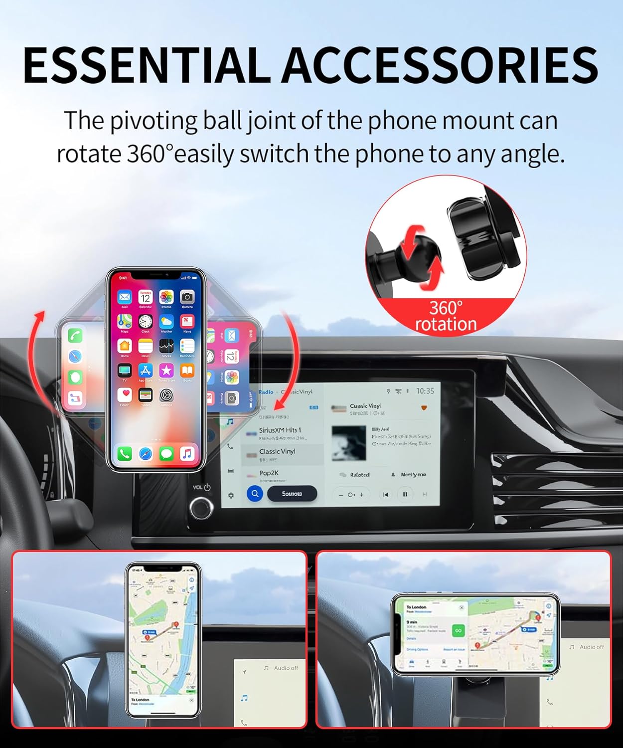 Soporte de teléfono para automóvil para Toyota Camry LE/SE 2025-2026, accesorios de clip fijo de pantalla de 8 pulgadas, soporte de teléfono de rotación de 360° compatible con MagSafe