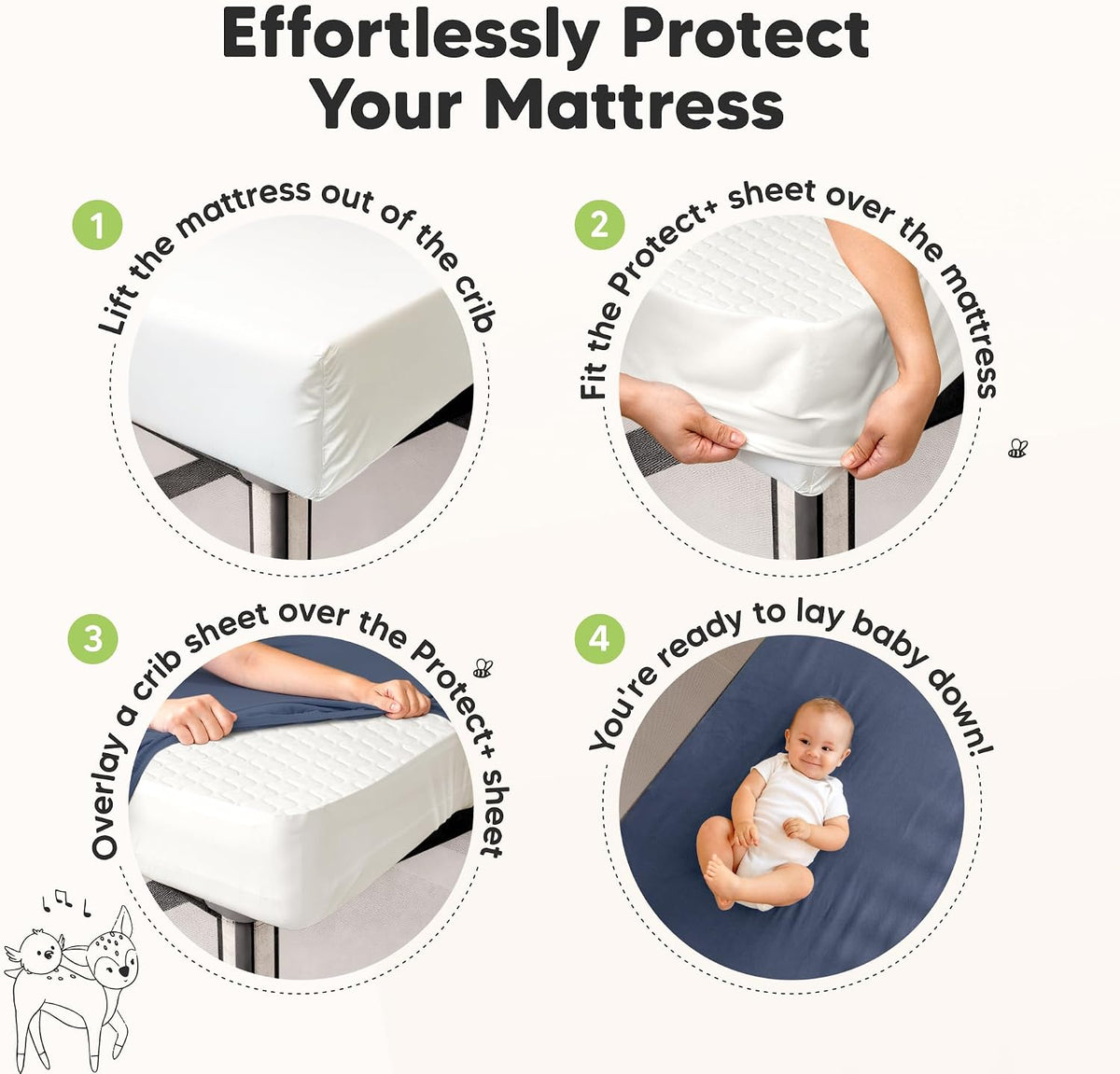 Paquete de 2 protectores de colchón impermeables para cuna de 38 x...