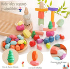 OESSUF 48 piezas de bloques apilables, piedras apilables de equilib...
