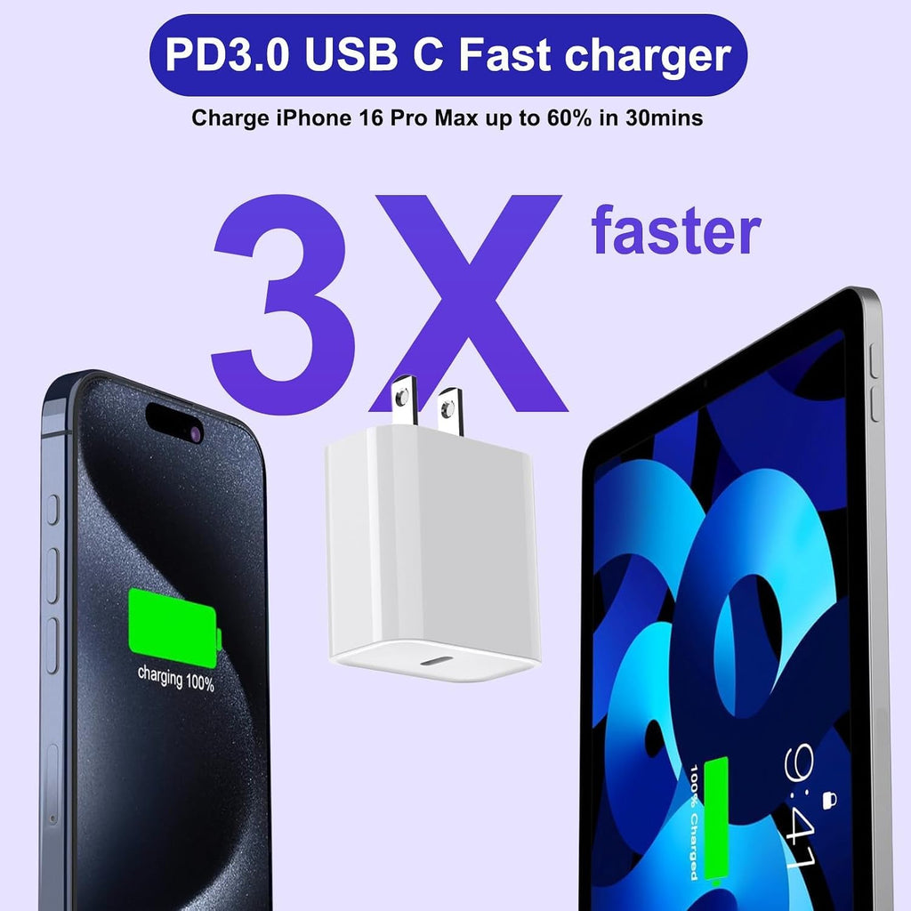 Cargador de carga rápida para iPhone 17 16 15, paquete de 2 bloques...