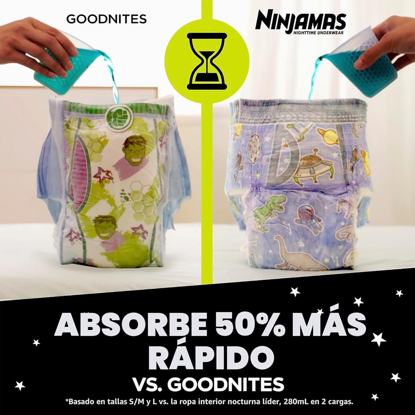 Ninjamas Ropa interior nocturna para niños, talla S\/M (38-70 libra...