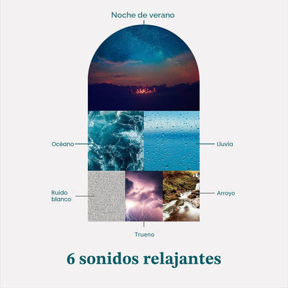 Máquina de relajación con 6 sonidos de la naturaleza, plateado
