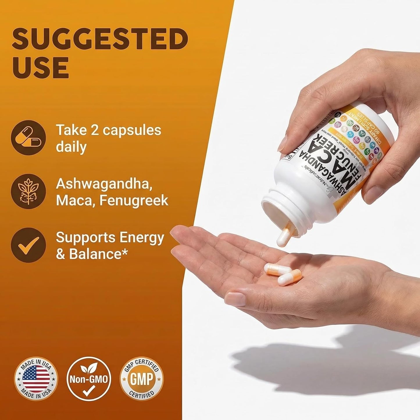 Ashwagandha 5000 mg de raíz de maca 2000 mg de fenogreco 3000 mg Su...