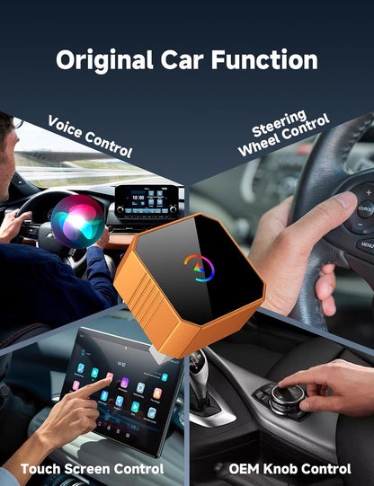 Mini adaptador inalámbrico CarPlay 2026 con cable a inalámbrico para CarPlay y Android Auto, Plug and Play, conexión estable con latencia cero, compatible con iPhone iOS 10+Android 11+