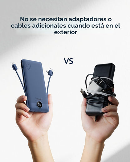 VEGER Cargador portátil con enchufe AC incorporado y cables, todo e...