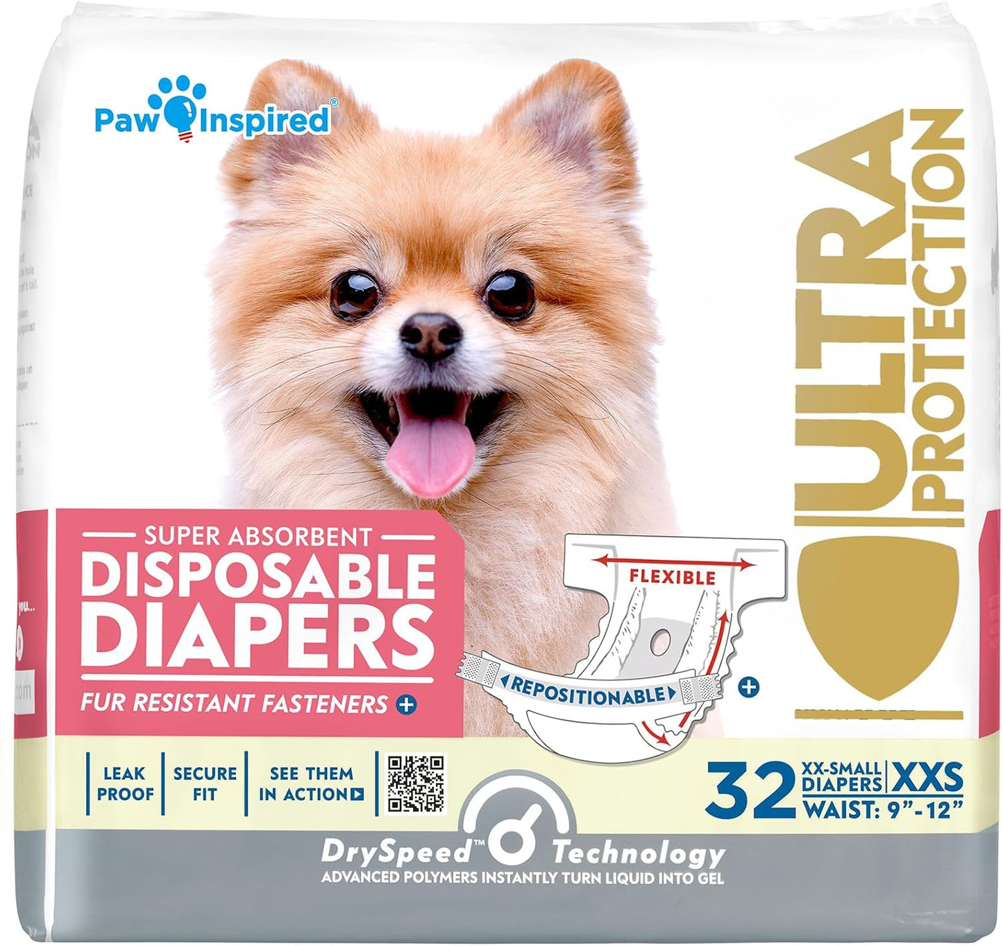 Paw Inspired Pañales desechables para perras, pañales para perras d...