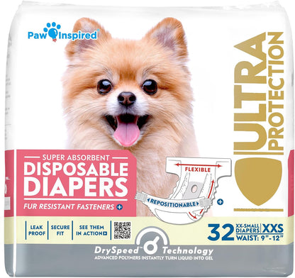 Paw Inspired Pañales desechables para perras, pañales para perras d...