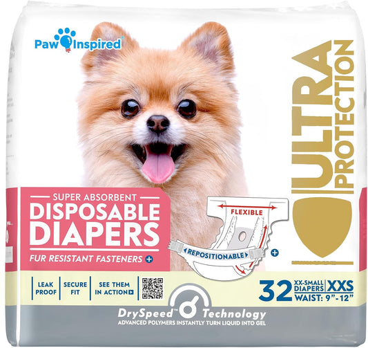 Paw Inspired Pañales desechables para perras, pañales para perras d...