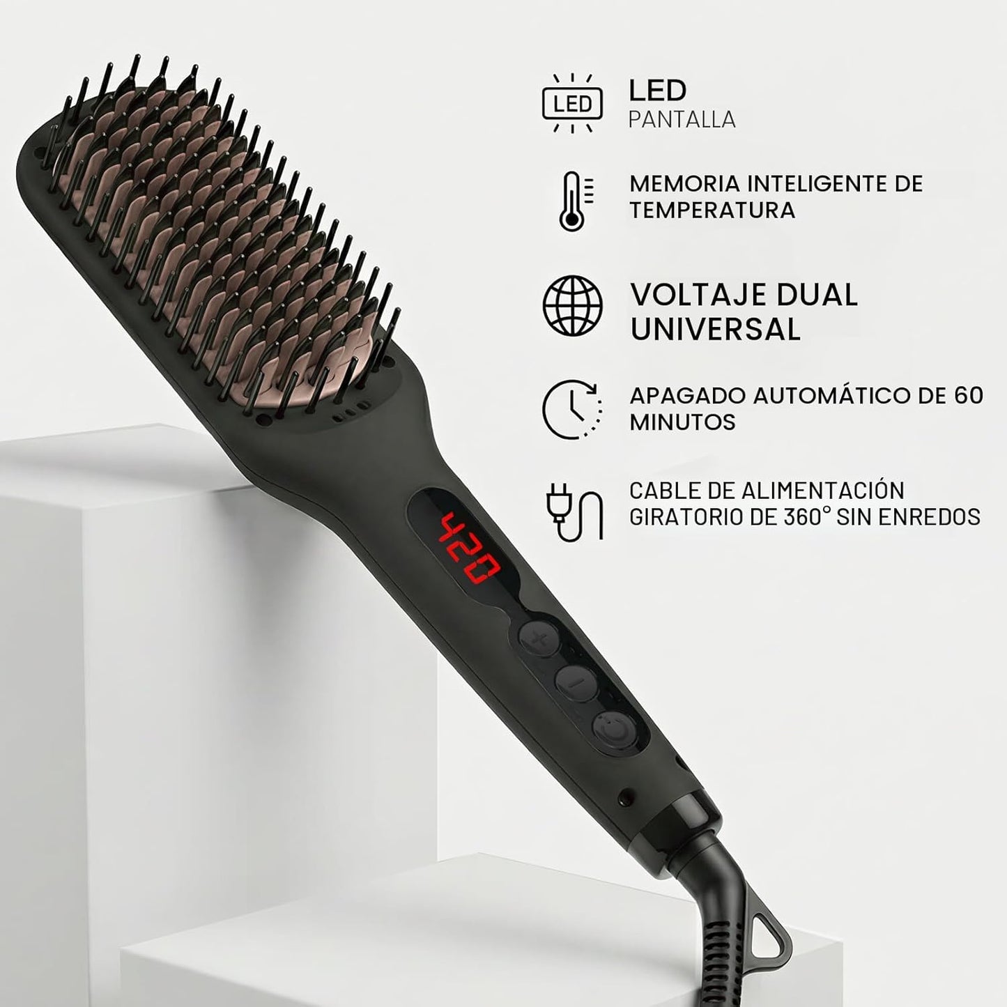 MEGAWISE Cepillo alisador de pelo iónico de cerámica profesional pa...