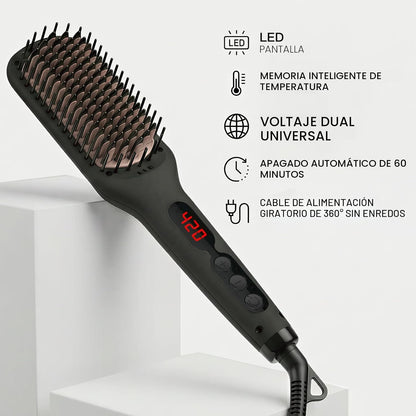 MEGAWISE Cepillo alisador de pelo iónico de cerámica profesional pa...