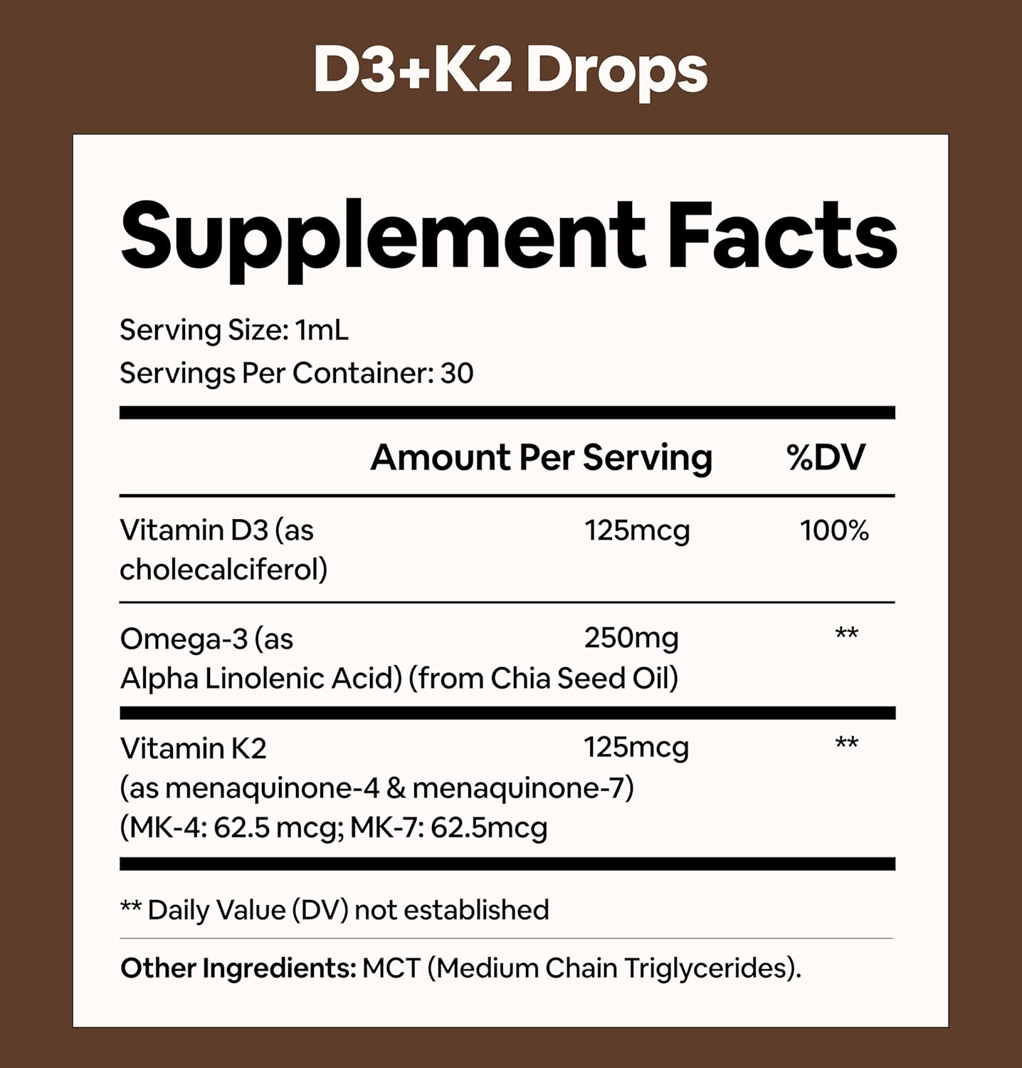 Black Girl Vitamins Gotas de vitamina D3 K2 (125mcg cada una) con O...