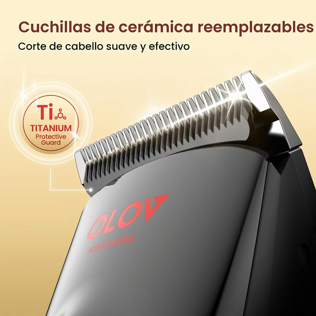 OLOV PROFESSIONAL Cortapelos para hombres, kit de cortapelos inalám...