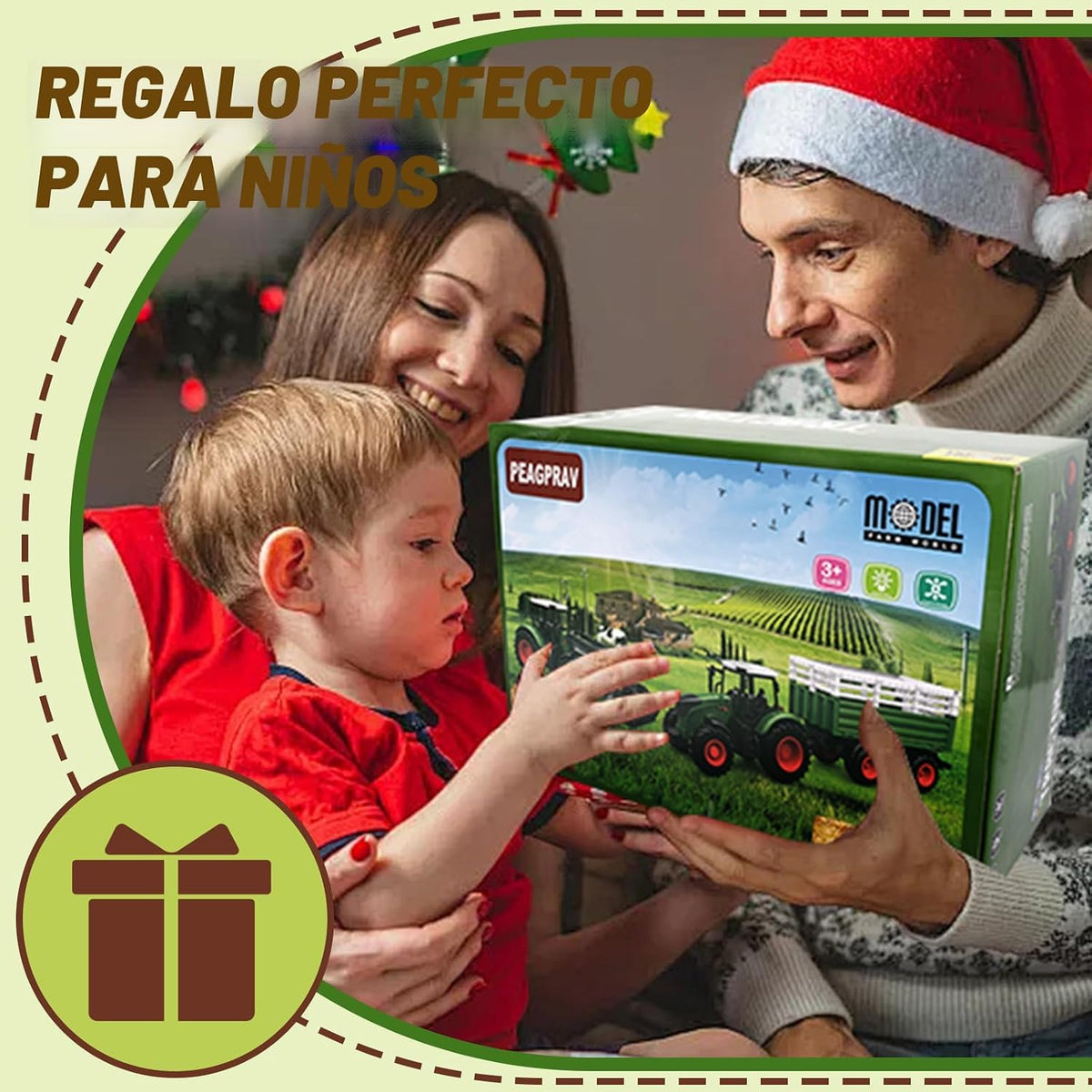 Peagprav Juego de juguetes de tractor de granja, empacadora redonda...