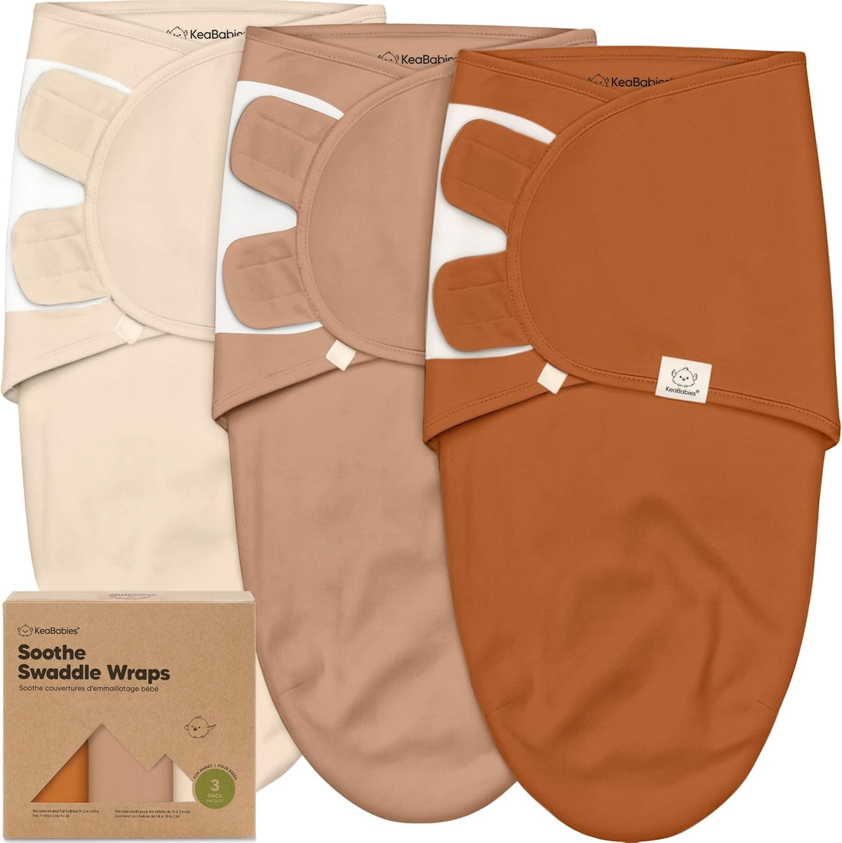 KeaBabies Paquete de 3 pañales orgánicos para recién nacidos, 0.5 T...