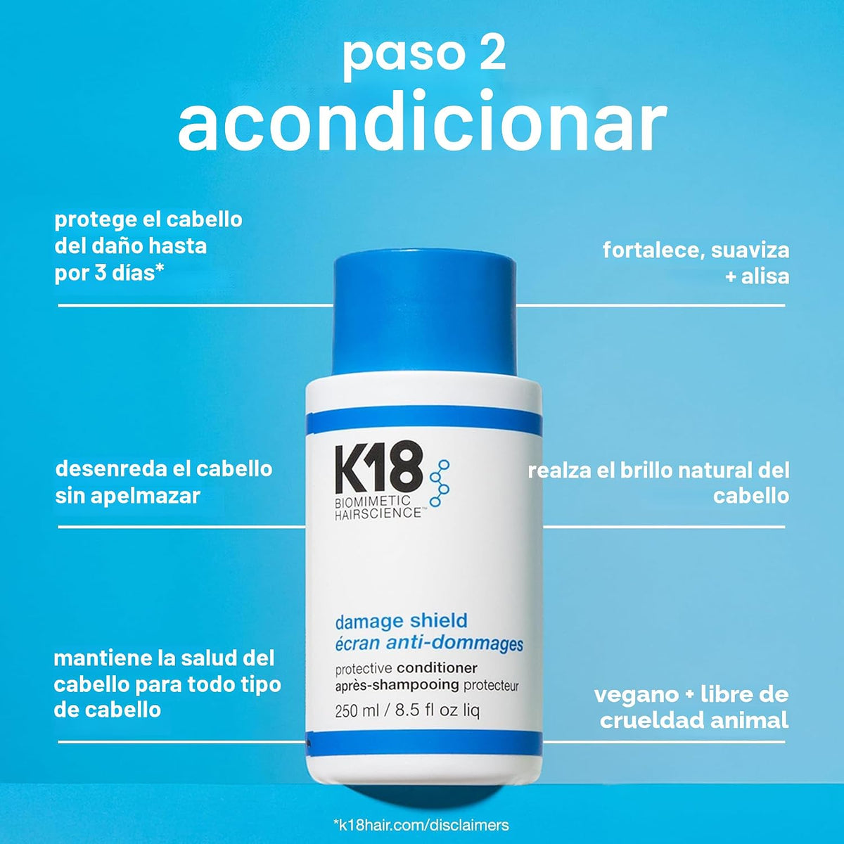 K18 Damage Shield - Juego de champú y acondicionador, color seguro,...
