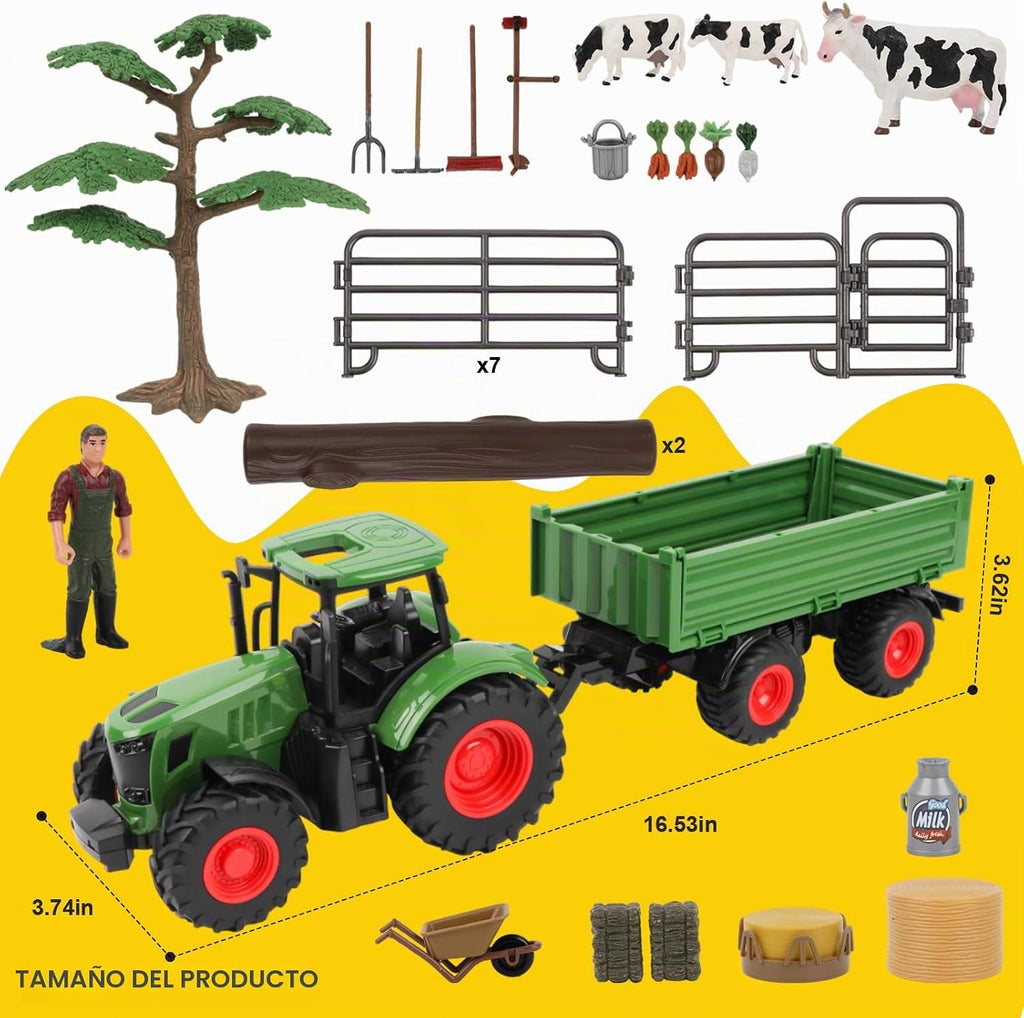 Peagprav Juego de juguetes de tractor de animales de granja - tract...