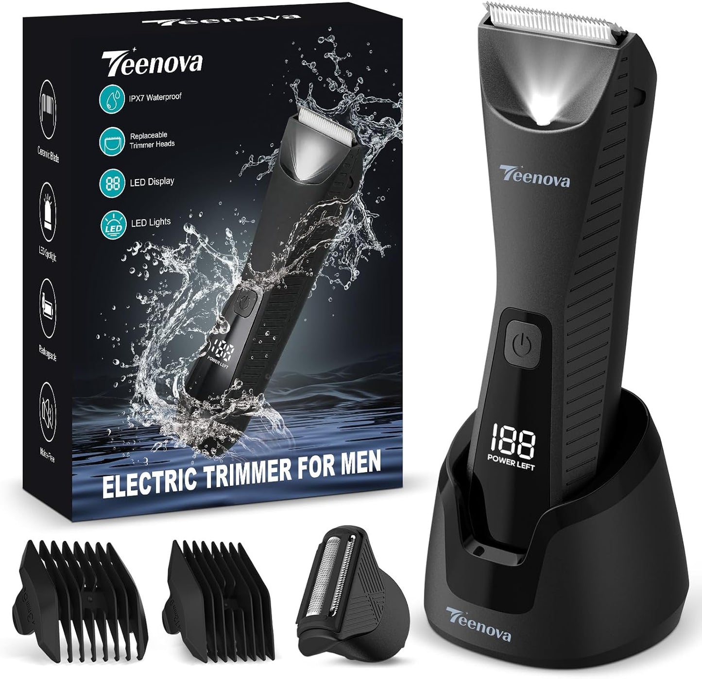 TEENOVA - Recortadora de vello púbico y corporal para hombre, afeit...