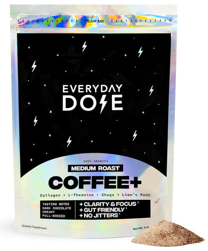 Everyday Dose Bold - Café de hongos de tostado medio, 90 mg de cafe...