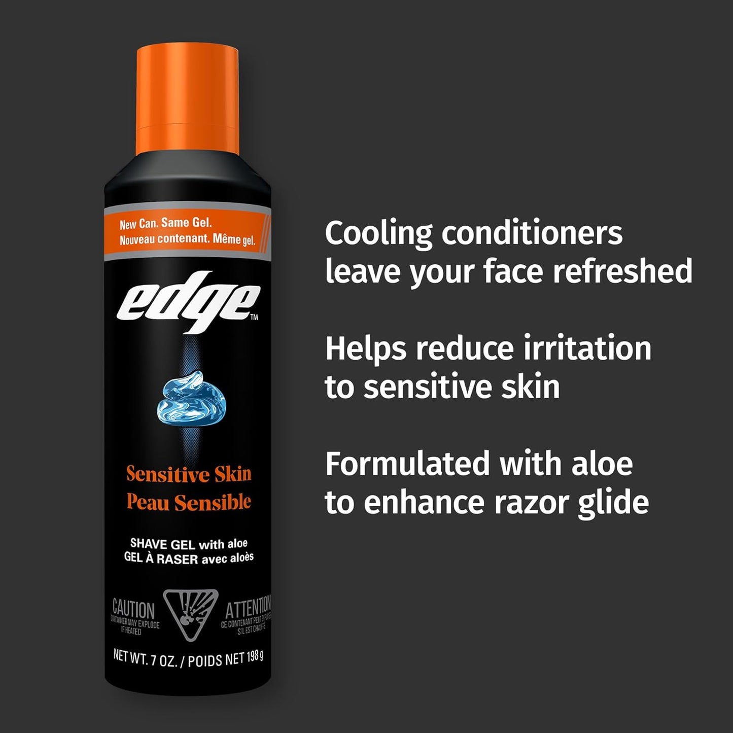 Edge Gel de afeitado para hombres, piel sensible con aloe, (paquete...