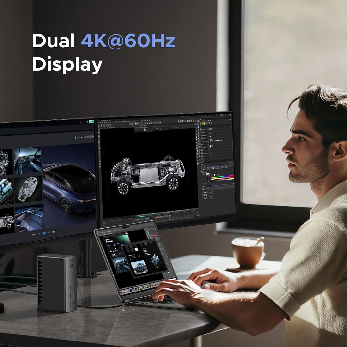 UGREEN Thunderbolt 4 Dock 13-en-1 Estación de acoplamiento de 40Gbps con pantalla única 8K y doble 4K@60Hz, carga de 90W para laptop, 2.5GbE, SD/TF 4.0. Revodok Max 213 para MacBook Surface Pro y más