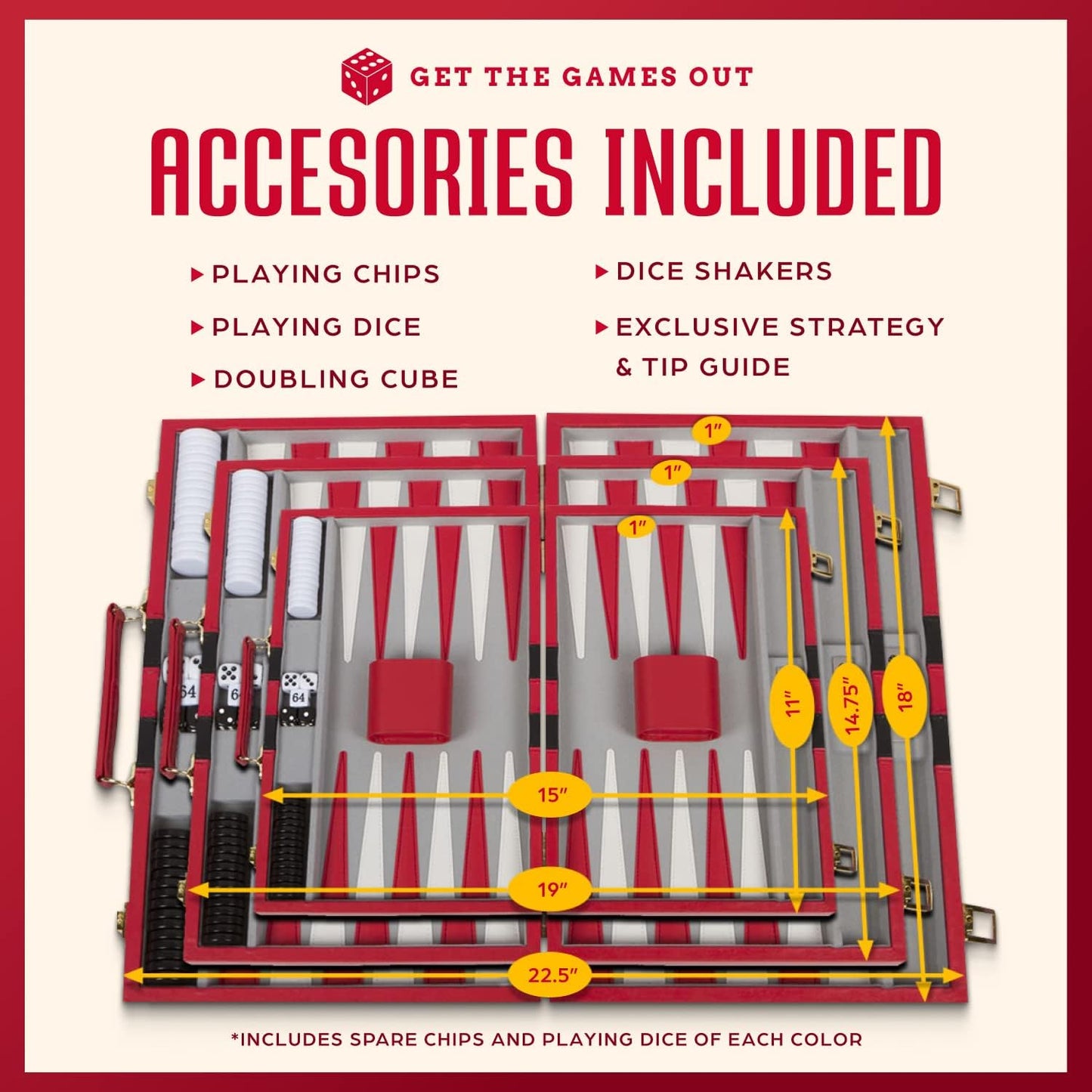 Get The Games Out - Juego de backgammon con maletín de juego de mes...