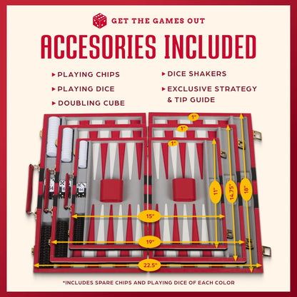 Get The Games Out - Juego de backgammon con maletín de juego de mes...