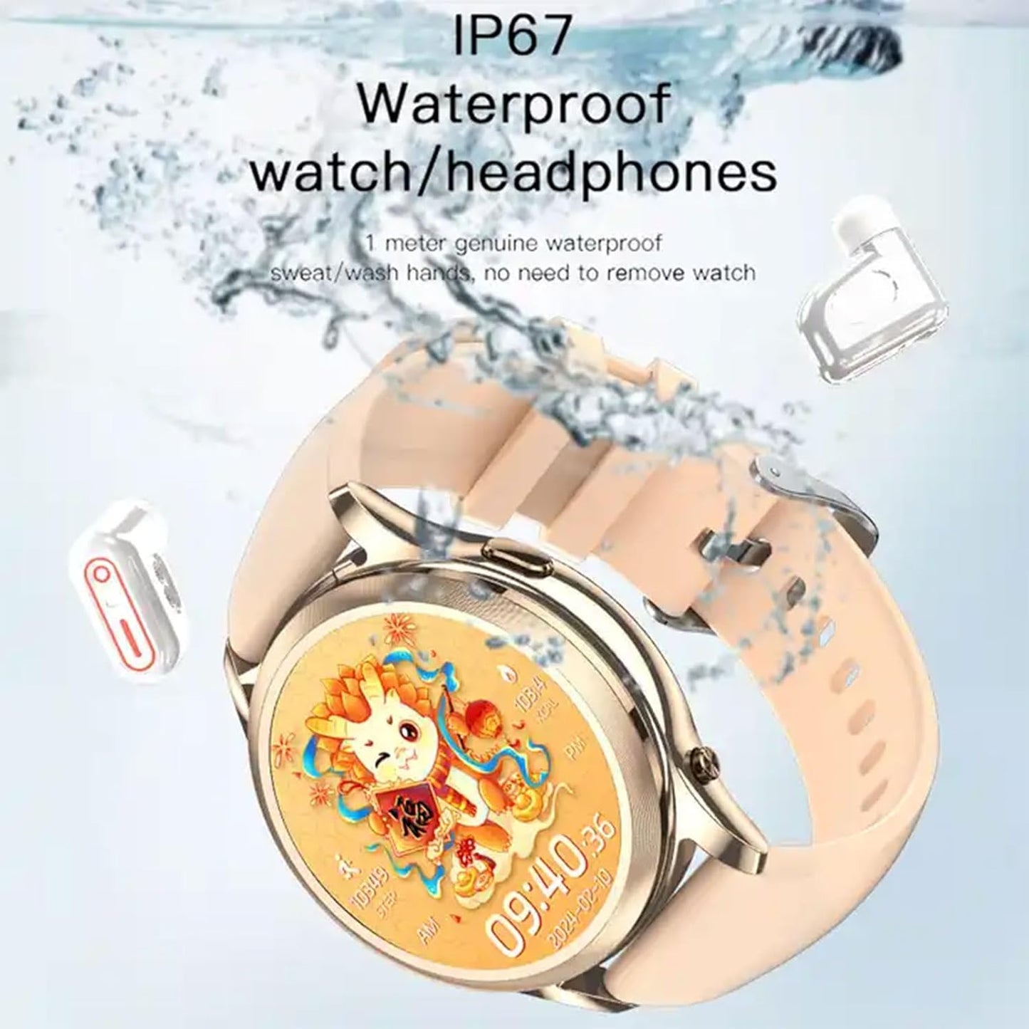 HYDZXINGW Reloj inteligente para mujer con auriculares, 2 en 1 TWS...