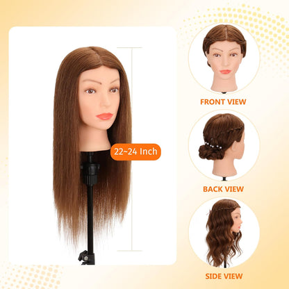Cabeza de maniquí con 100% cabello humano real para entrenamiento e...