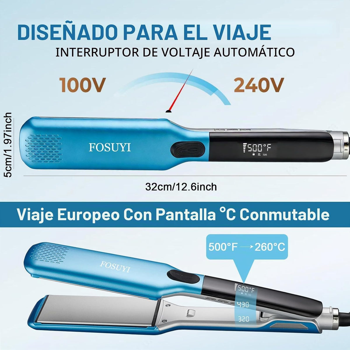 FOSUYI Plancha de pelo profesional, plancha plana de alta temperatu...