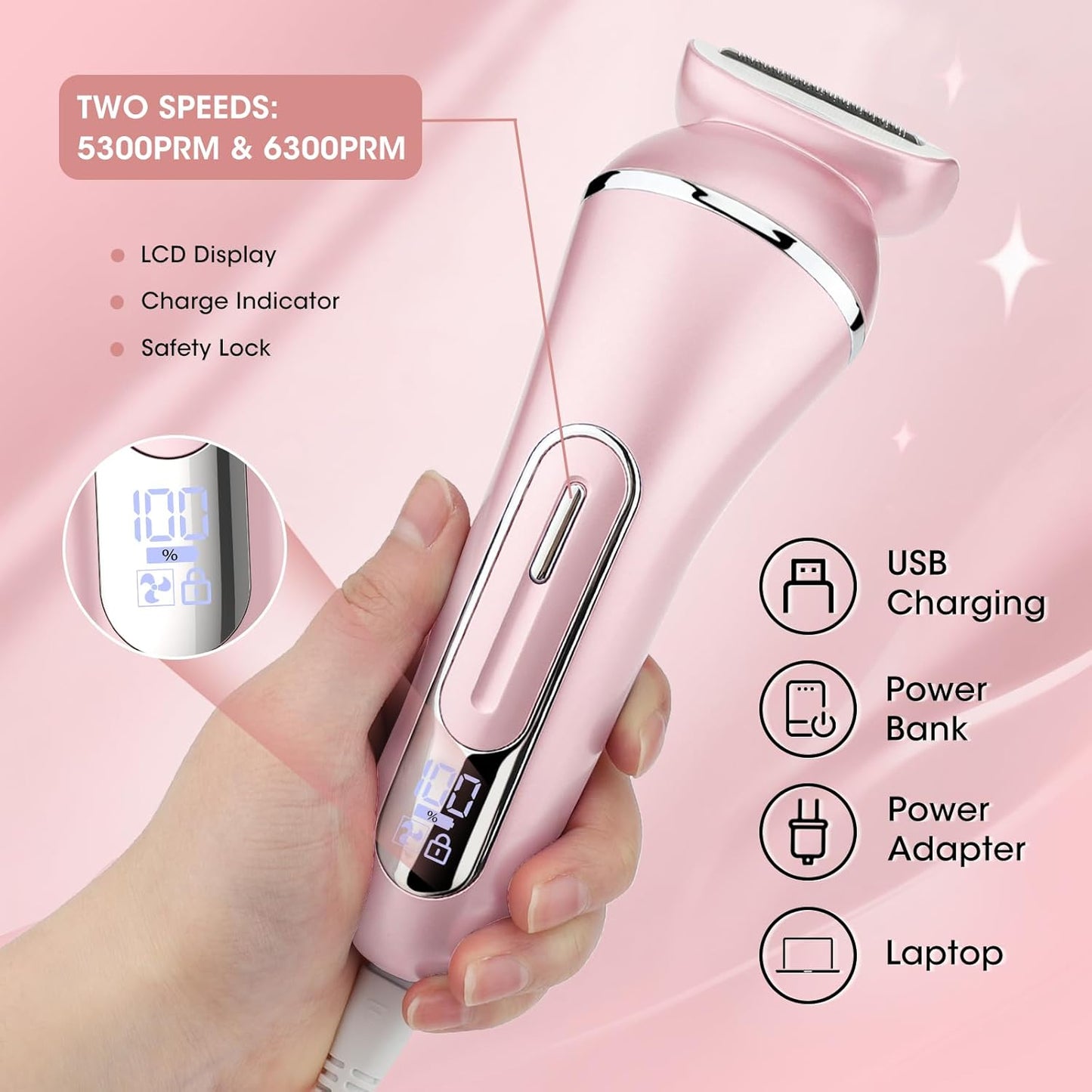 Afeitadoras eléctricas para mujer, kit de depilación 7 en 1 con dep...