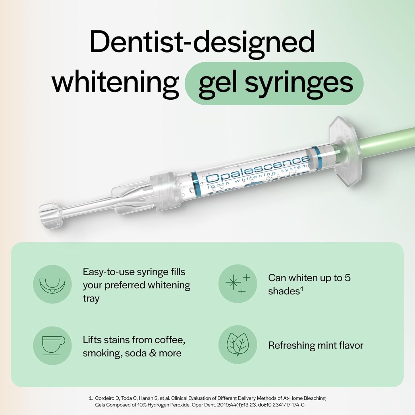 Opalescence 35% CP Mint - Jeringas de gel para blanquear los dientes - Kit de recarga (4 jeringas en total) Gel de peróxido de carbamida. Fabricado por Ultradent. Jeringas de repuesto para