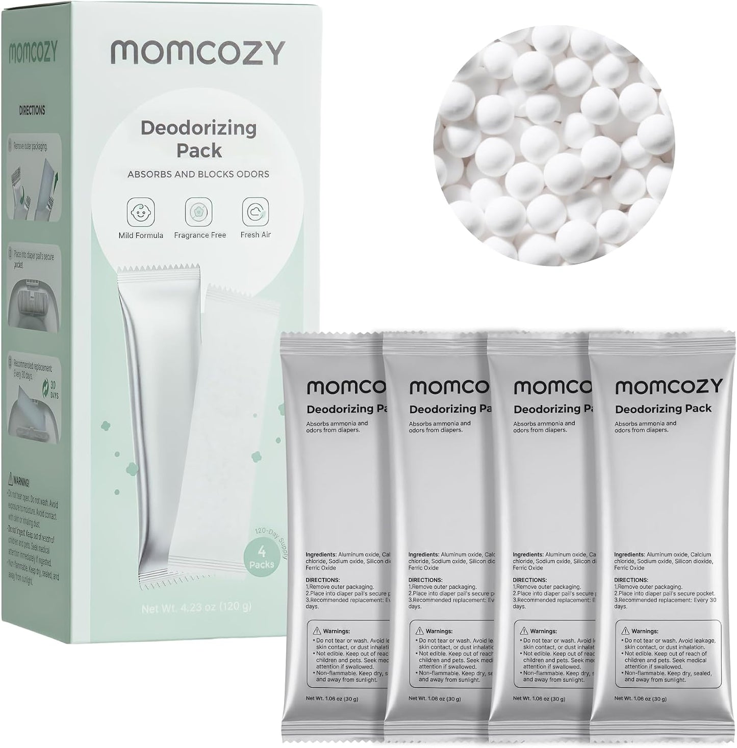 Momcozy Recambios desodorantes para cubo de pañales, 4 paquetes de...