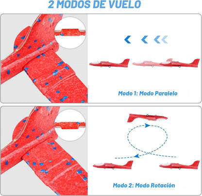 Paquete de 3 Juguetes Lanzadores de Avión, Planeador de Espuma LED...