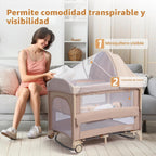 JOYMOR Cuna de 9 en 1 junto a la cama con mesa de cambio, empaque y...