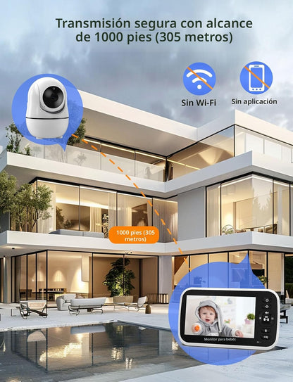 GoodBaby Monitor de bebé con 2 cámaras, sistema de monitoreo de vid...