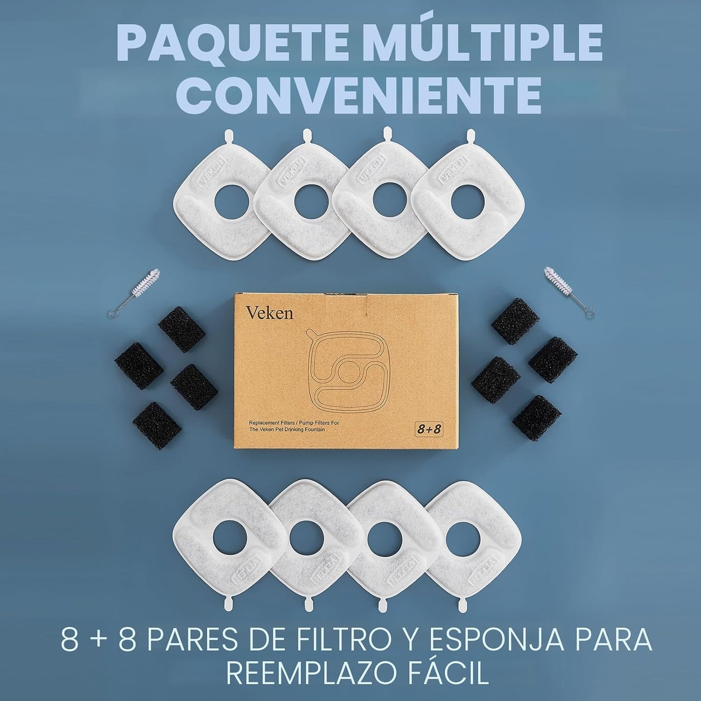 Veken Filtros de fuente de agua para gatos, paquete de 8 filtros de...