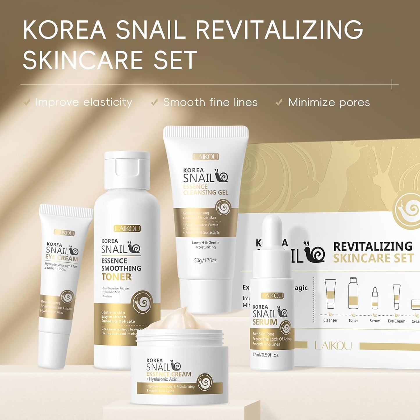 LAIKOU Cuidado de la Piel Coreano, Set de Cuidado Facial, Máscara F...