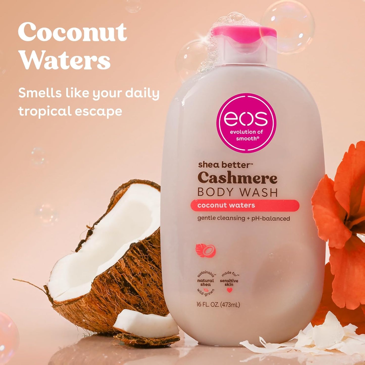 eos Shea Better - Gel de Ducha Corporal de Cachemira, Aguas de Coco...