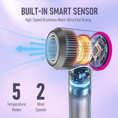 Secador de pelo, secador de pelo de secado rápido de 1800 W con mot...