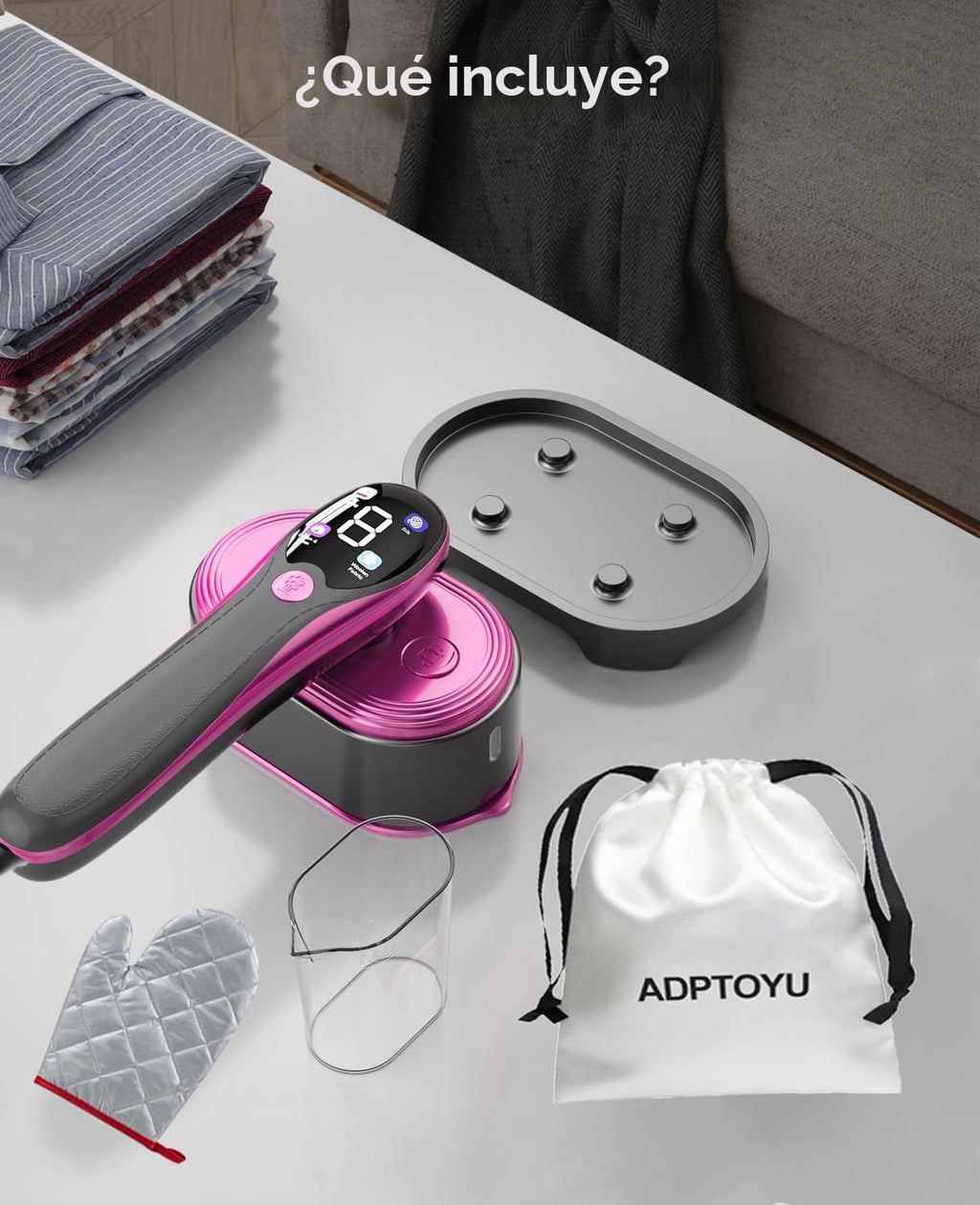 ADPTOYU Vaporizador y plancha 2 en 1 para ropa, vaporizador portáti...